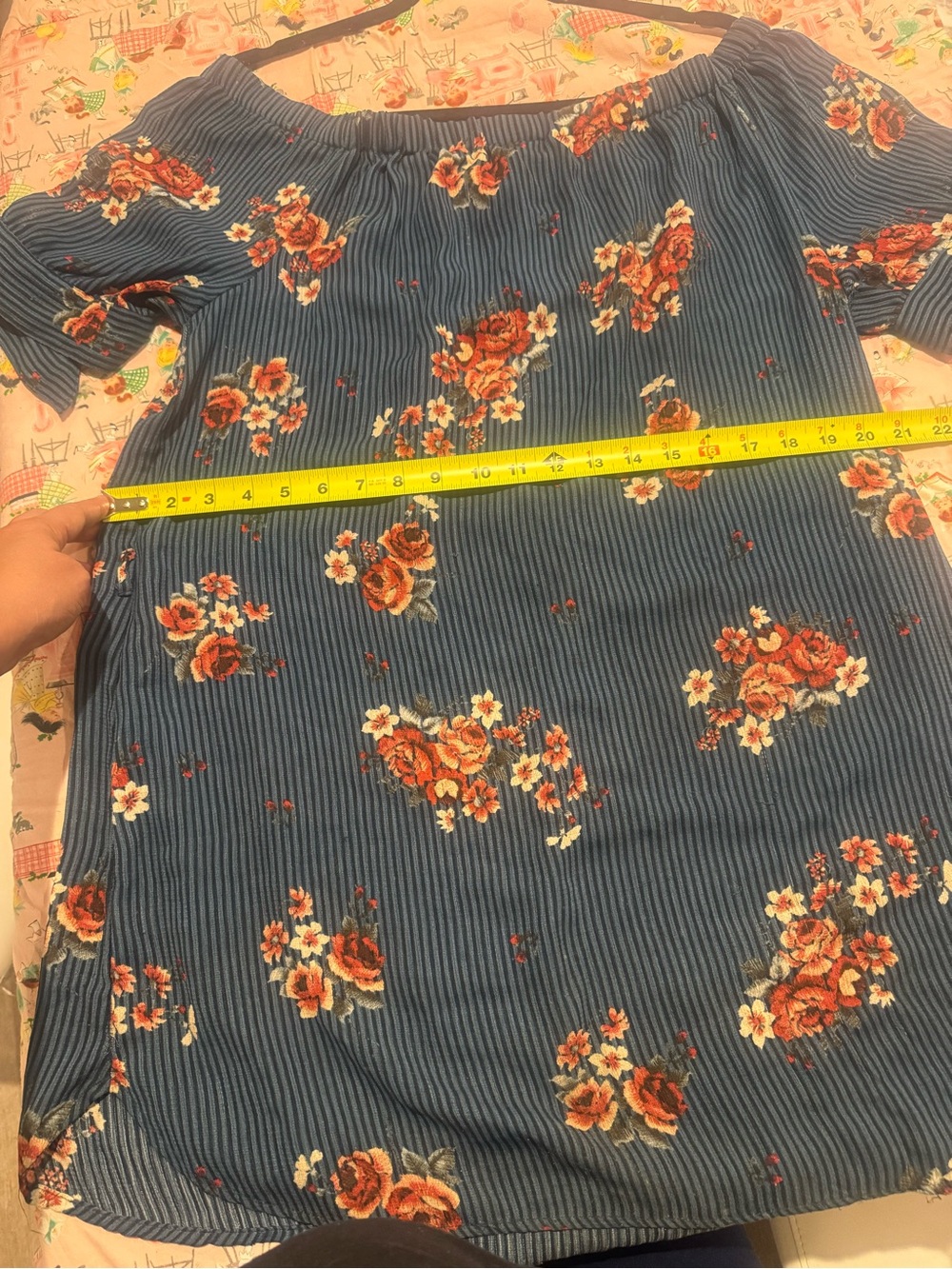 Haute Monde Teal Off-Shoulder Floral Tie-Sleeve Tunic - Picture 5 of 6